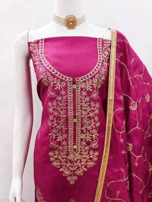 women's embroidered cotton blend festival wear unstitched salwar suit dress material 3