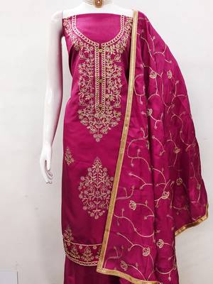 women's embroidered cotton blend festival wear unstitched salwar suit dress material 4