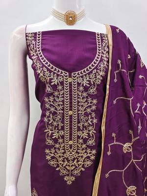 women's embroidered cotton blend festival wear unstitched salwar suit dress material 2