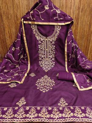 women's embroidered cotton blend festival wear unstitched salwar suit dress material 4