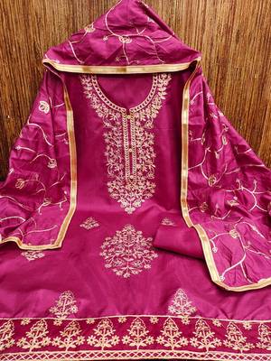 women's embroidered cotton blend festival wear unstitched salwar suit dress material 5