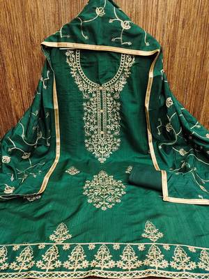 women's embroidered cotton blend festival wear unstitched salwar suit dress material 5