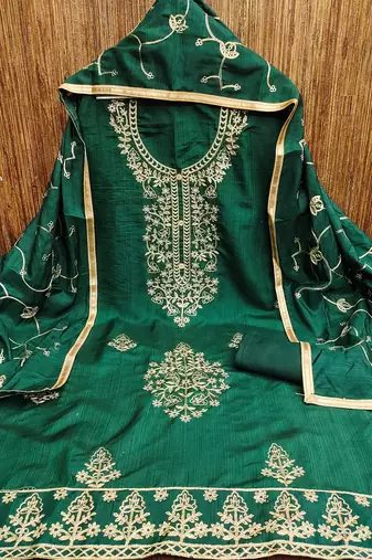 women's embroidered cotton blend festival wear unstitched salwar suit dress material