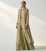 Nisha green cape gharara set