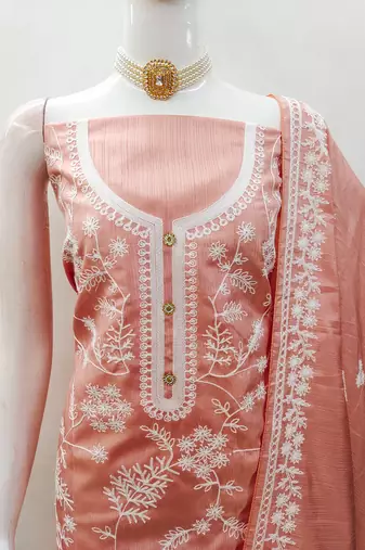 Heavy thread embroidery and hand work with deisngner thread work dupatta jalpari silk dress material