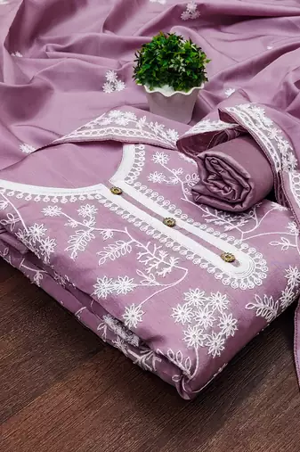 Heavy thread embroidery and hand work with deisngner thread work dupatta jalpari silk dress material