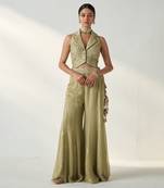 Ridhi green gilet sharara set