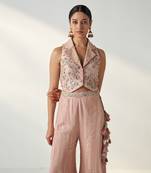 Ridhi blush pink gilet sharara set