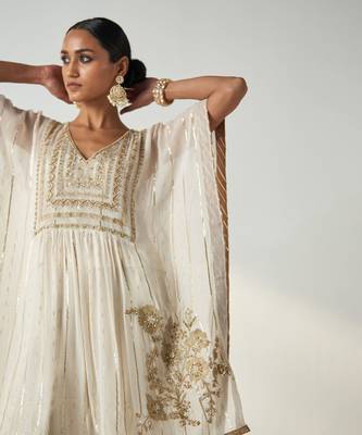 Suhana ivory kaftan gharara set 2