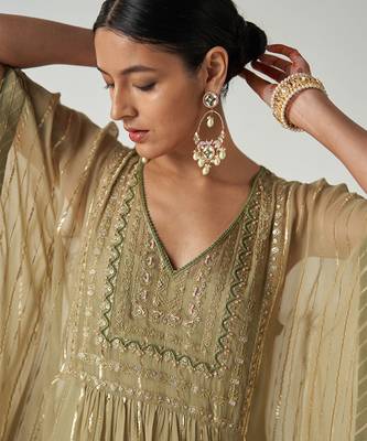 Suhana green kaftan gharara set 2