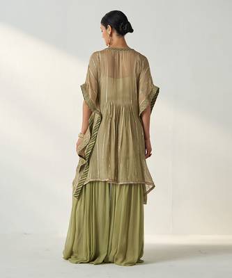 Suhana green kaftan gharara set 4