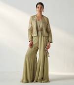 Sadhana green jacket sharara set