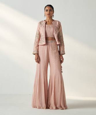 Sadhana blush pink jacket sharara set 1