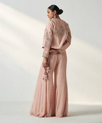Sadhana blush pink jacket sharara set 4