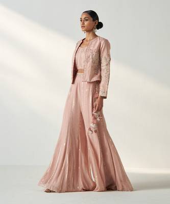Sadhana blush pink jacket sharara set 5