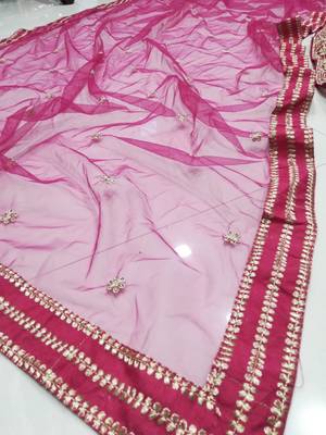 Cherry Red Zari And Sequins Embroidered Faux Georgette Designer Lehenga Choli 8