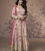 Cream georgette embroidered anarkali suit