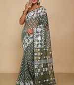 Women'S Cotton Silk Dhakai Softs Vojadi Dhakai Jamdani Sarees (Deep Pesta)