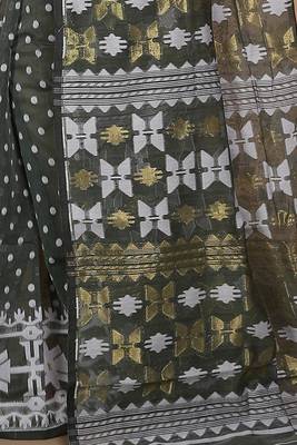 Women'S Cotton Silk Dhakai Softs Vojadi Dhakai Jamdani Sarees (Deep Pesta) 4