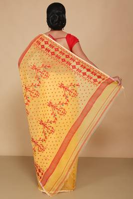 Mina work dhakai jamdani saree (Yellow) 3