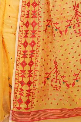 Mina work dhakai jamdani saree (Yellow) 4