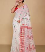 Mina work dhakai jamdani saree (White)