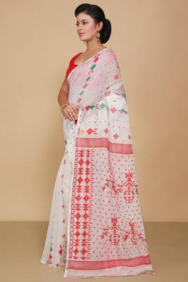 Mina work dhakai jamdani saree (White) 2