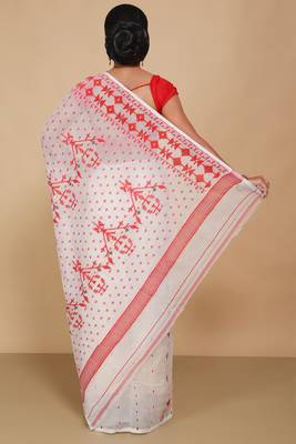 Mina work dhakai jamdani saree (White) 3