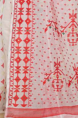 Mina work dhakai jamdani saree (White) 4