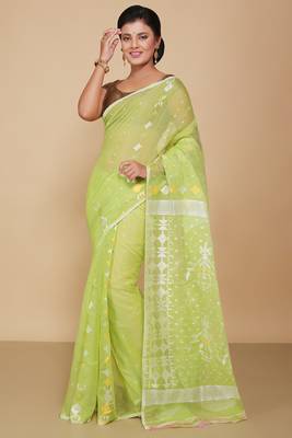 Mina work dhakai jamdani saree (Green) 1