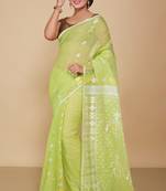 Mina work dhakai jamdani saree (Green)