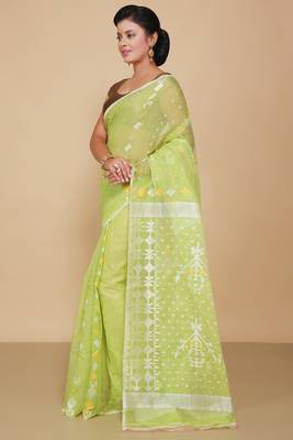 Mina work dhakai jamdani saree (Green) 2
