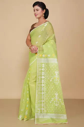 Mina work dhakai jamdani saree (Green)