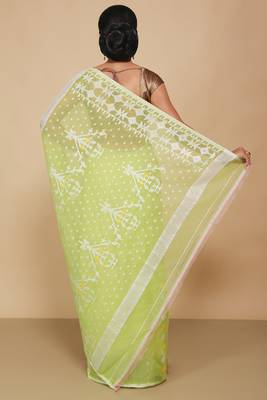 Mina work dhakai jamdani saree (Green) 3