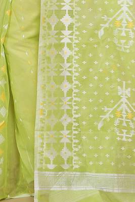 Mina work dhakai jamdani saree (Green) 4