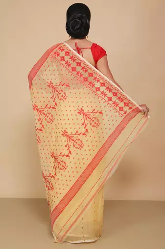 Mina work dhakai jamdani saree (Beige)