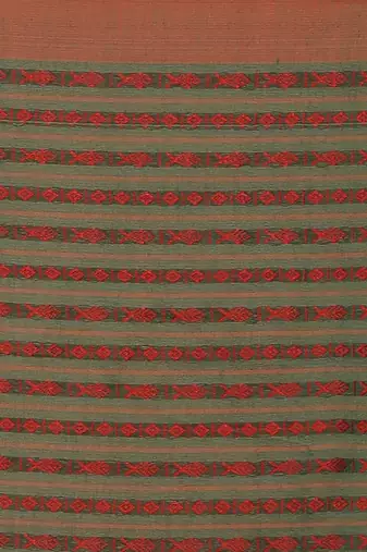 All over fish motive cotton saree (Green Red)