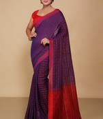 All over fish motive cotton saree (Blue)