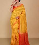 All over fish motive cotton saree (Yellow Red)