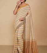 All over fish motive cotton saree (Beige Red)