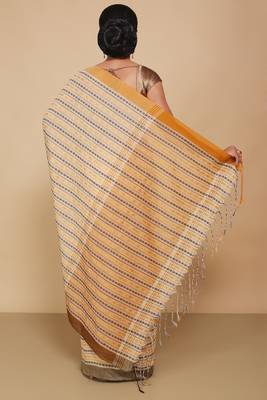 All over fish motive cotton saree (Beige Red) 3