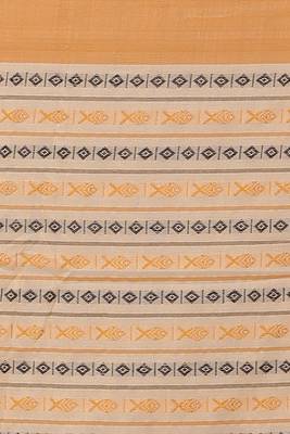 All over fish motive cotton saree (Beige Red) 5