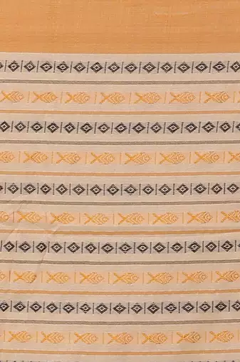 All over fish motive cotton saree (Beige Red)