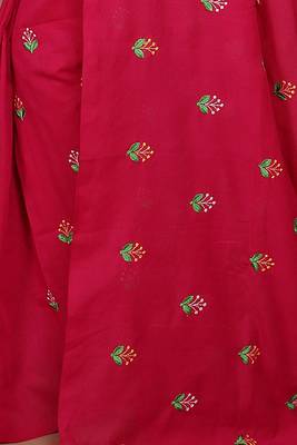 Women's Cotton lamp Embroidery saree (Pink) 4
