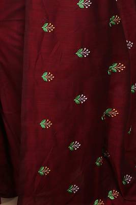 Women's Cotton lamp Embroidery saree (Maroon) 4
