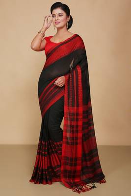 mahapar cotton saree  (Black) 1