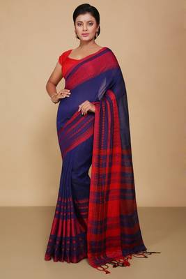 mahapar cotton saree  (Blue) 1