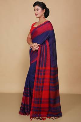 mahapar cotton saree  (Blue) 2