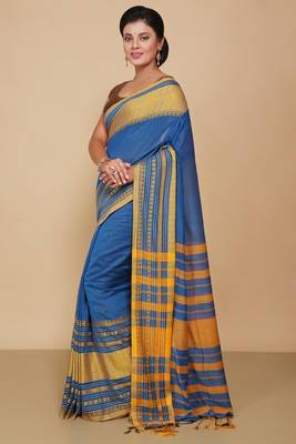 mahapar cotton saree  (Turquise) 2