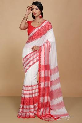 mahapar cotton saree  (White) 1